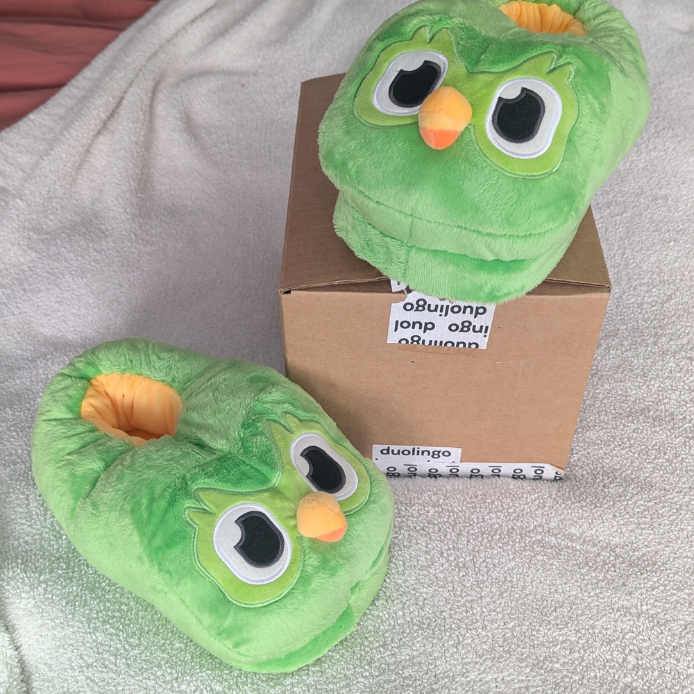 Green Owl Plush Slippers